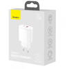 Incarcator retea Baseus Compact, Quick Charge 20W, 1 x USB Type-C 5V/3A si 1 x USB 5V/3A, Alb