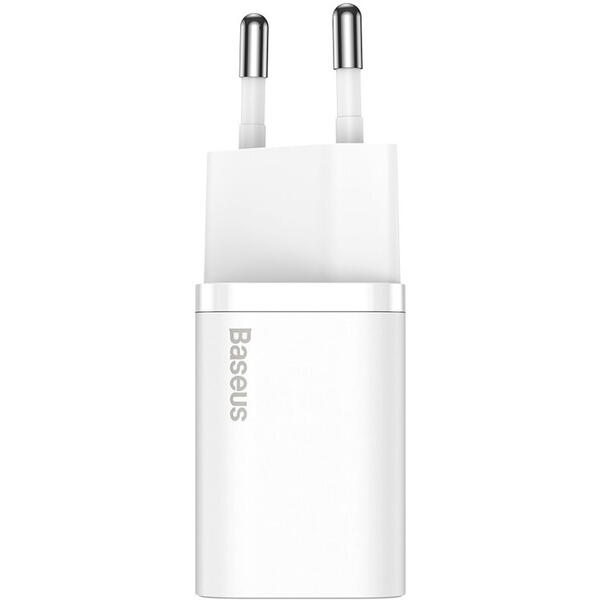 Incarcator retea Baseus Super Si, Quick Charge 25W, 1 x USB Type-C 5V/3A, Alb