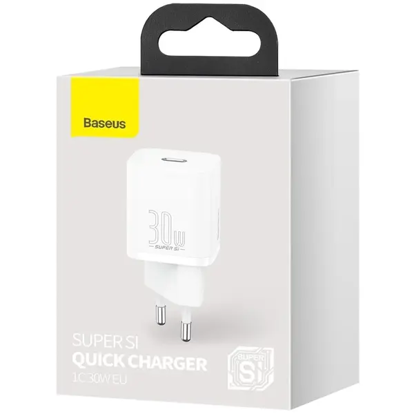 Incarcator retea Baseus Super Si, Quick Charge 30W, 1 x USB Type-C 5V/3A si 1 x USB 5V/3A, Alb