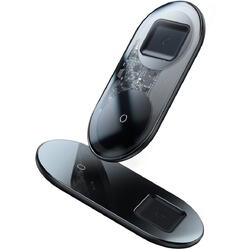 Simple 2 in 1 Qi 18W, Cablu Type-C la USB inclus, Negru
