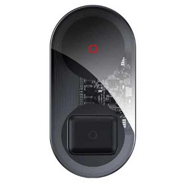 Incarcator wireless Baseus Simple 2 in 1 turbo edition Qi 24W, Cablu Type-C la USB inclus, Negru