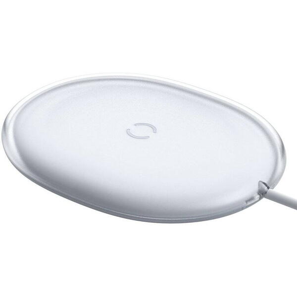 Incarcator wireless Baseus Jelly Qi 15W, Cablu Type-C la USB inclus, Alb