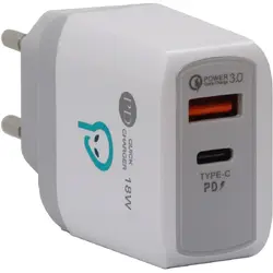 Quick Charge 18W, USB Type-C + USB