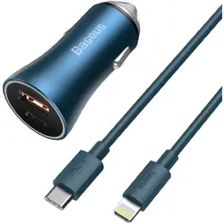 Golden Contactor, 1 x USB Output 5V/3A, 1 x USB Type-C, 5V/3A, 40W, include cablu USB Type-C la Lightning 1m, Albastru "TZCCJD-03" (include TV 0.18lei) - 6953156201965