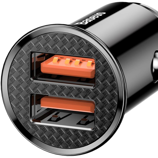 Incarcator auto Baseus Circular Plastic, Quick Charge 30W, 2 x USB Output 4.5V/5A, Negru