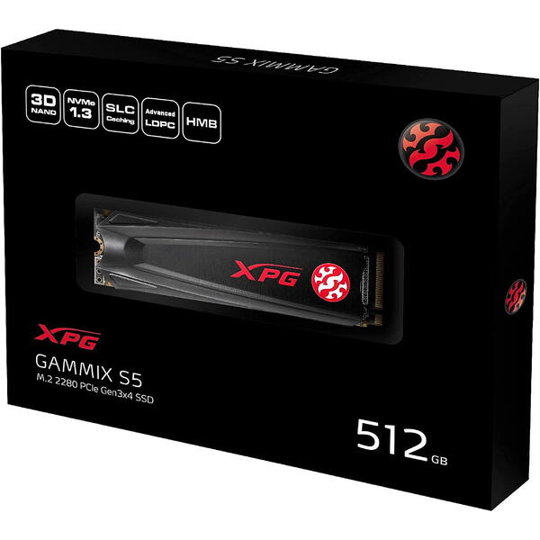 SSD A-DATA XPG Gammix S5 512GB PCI Express 3.0 x4 M.2 2280