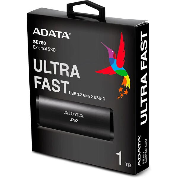 SSD A-DATA SE760 1TB USB 3.2 tip C Black