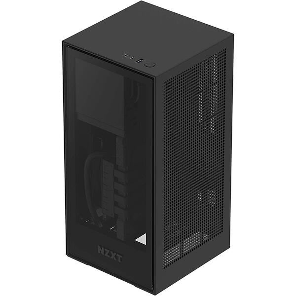 Carcasa NZXT H1 Matte Black, Sursa 650W si Cooler cu lichid 140mm inclus