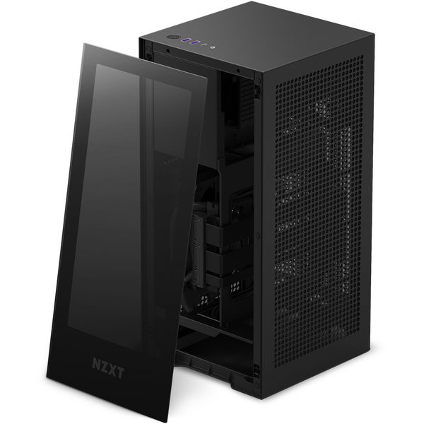 Carcasa NZXT H1 Matte Black, Sursa 650W si Cooler cu lichid 140mm inclus