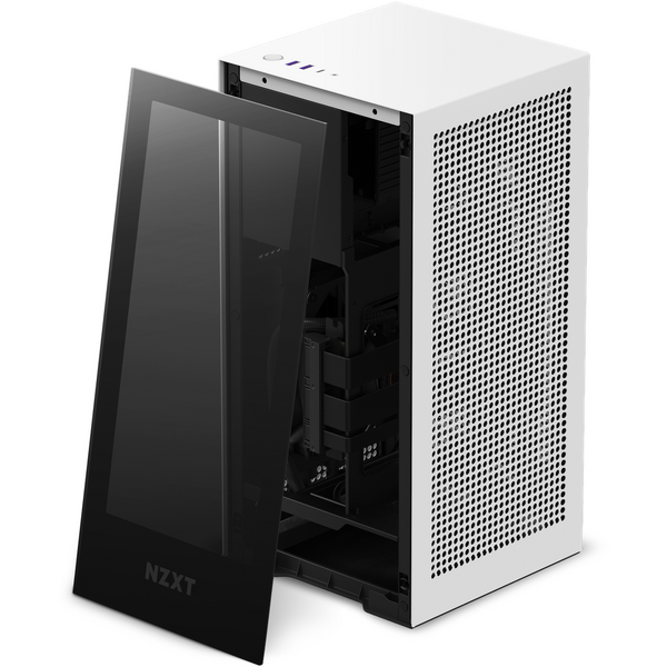 Carcasa NZXT H1 Matte White, Sursa 650W si Cooler cu lichid 140mm inclus