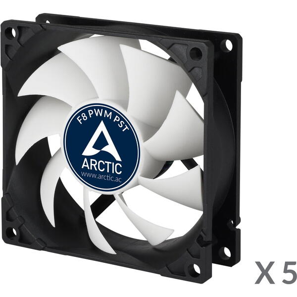 Ventilator PC Arctic F8 PWM PST Black Value 5-Pack