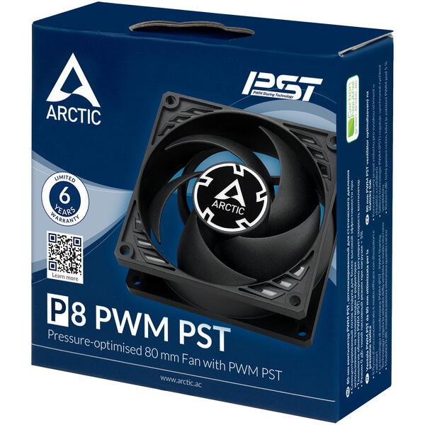 Ventilator PC Arctic P8 PWM PST, Black