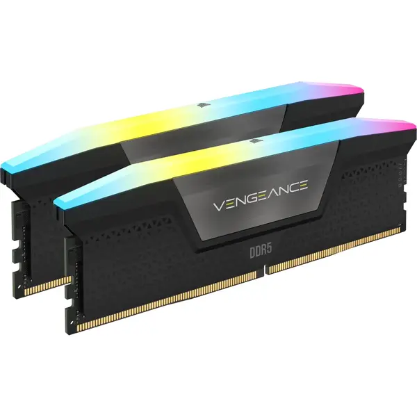 Memorie Corsair Vengeance RGB 32GB, DDR5, 5600MHz, CL36, 1.25V, Kit Dual Channel, Negru