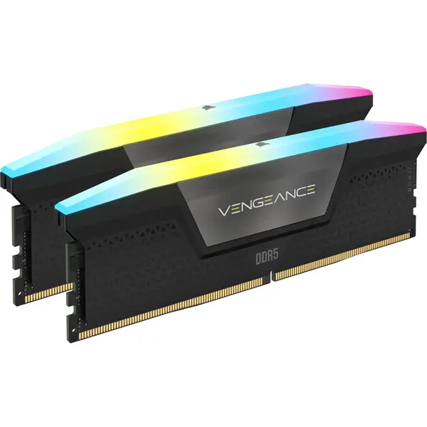 Memorie Corsair Vengeance RGB 32GB, DDR5, 5600MHz, CL40, 1.25V, Kit Dual Channel, Negru