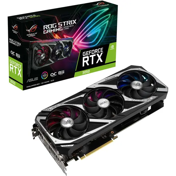 Placa video Asus GeForce RTX 3050 ROG Strix OC LHR 8GB GDDR6 128 Bit