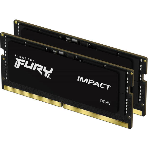 Memorie Notebook Kingston FURY Impact, 16GB, DDR5, 4800MHz, CL38, 1.1v, Dual Channel Kit