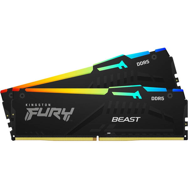 Memorie Kingston FURY Beast RGB 16GB DDR5 4800MHz CL38 Kit Dual Channel