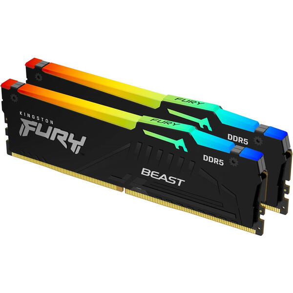 Memorie Kingston FURY Beast RGB 16GB DDR5 4800MHz CL38 Kit Dual Channel