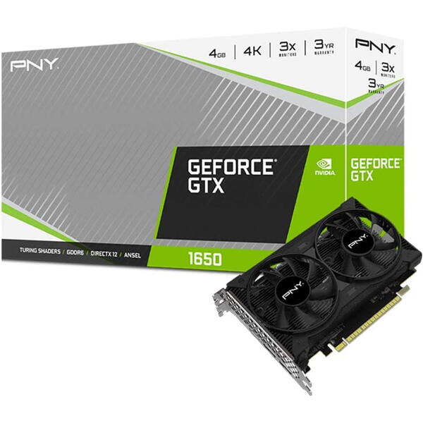 Placa video PNY nVidia GTX 1650 Dual Fan 4GB DDR6 128 bit