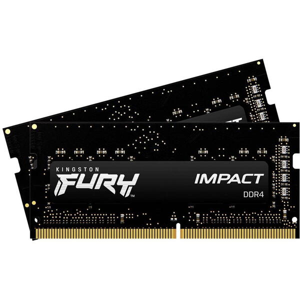 Memorie Notebook Kingston FURY Impact, 16GB, DDR4, 2666MHz, CL15, 1.2v Kit Dual Channel