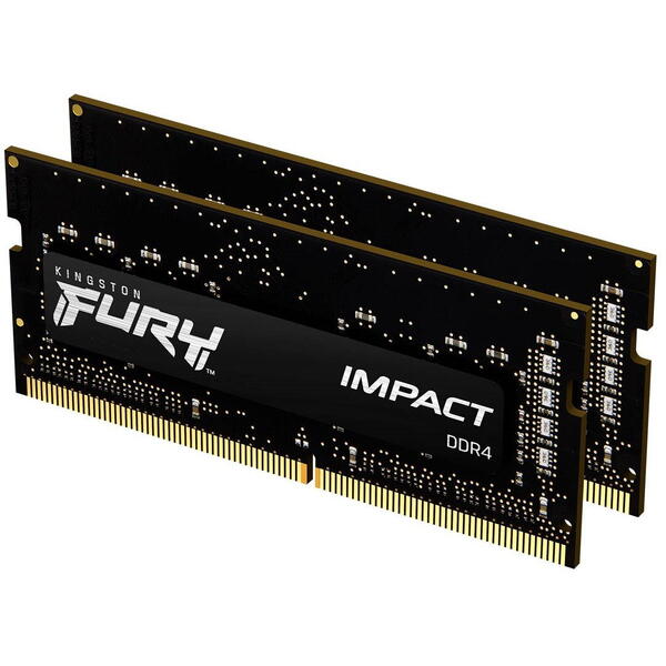 Memorie Notebook Kingston FURY Impact, 16GB, DDR4, 2666MHz, CL15, 1.2v Kit Dual Channel