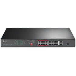 TL-SL1218P 16 porturi, 16 PoE+ 10/100 Mbps, 2 Gigabit RJ45,1 x combo Gigabit SFP slot, carcasa metal