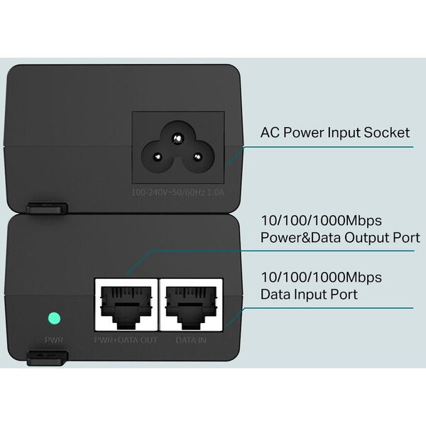 Injector PoE TP-LINK TL-PoE160S 2 porturi Gigabit