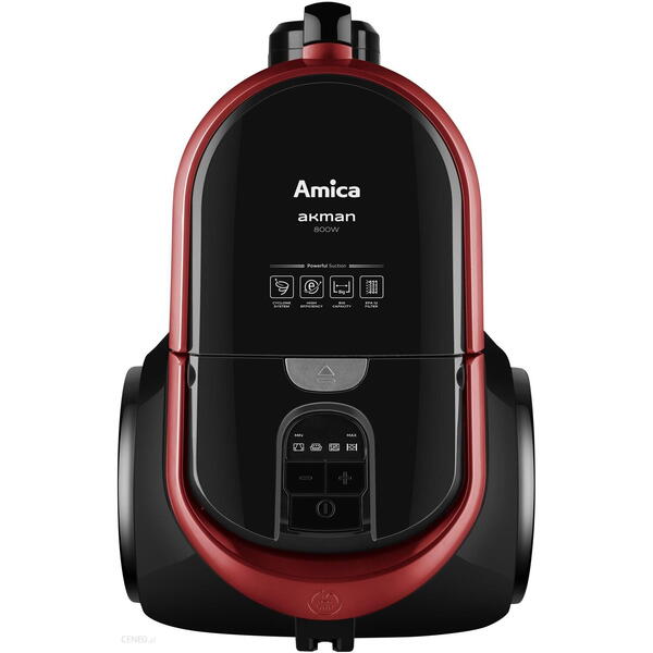 Aspirator Amica fara sac AKMAN VM 4012, 800 W, 1.5 l, afisaj LED, Negru