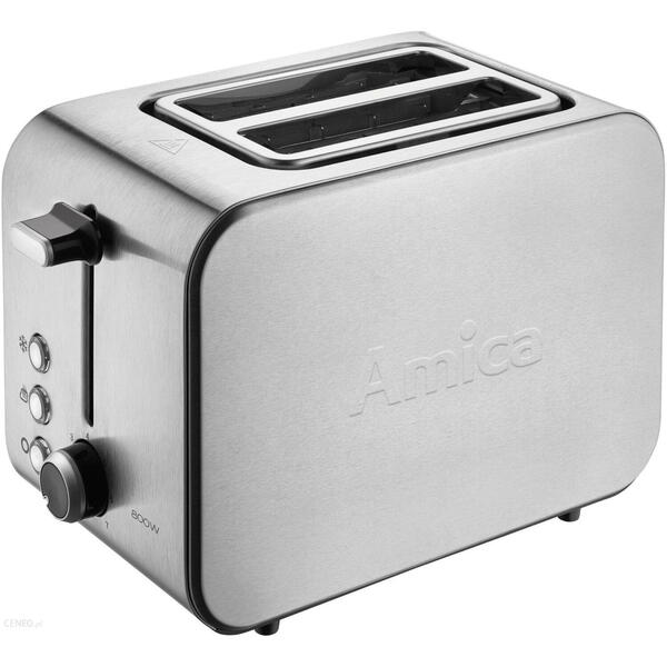 Prajitor de paine Amica TD 3021, 800 W, 2 feli, 7 nivele, pereti reci, Inox