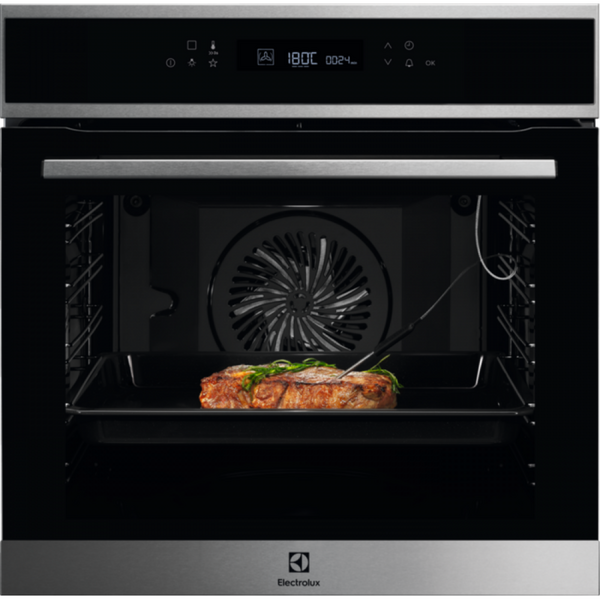 Cuptor incorporabil Electrolux SenseCook COE7P31X, Electric, 71 l, Clasa A+, Autocuratare pirolitica, Inox/Negru