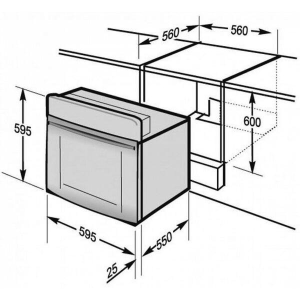 Cuptor incorporabil HANSA BOEI68401, 8 functii, 65 l, Grill, Timer electronic, Clasa A, Inox/Argintiu