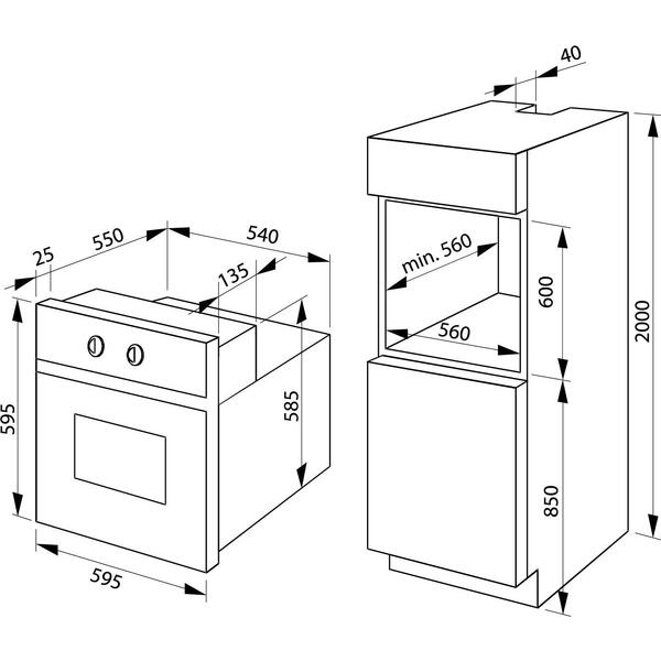 Cuptor incorporabil HANSA BOEI69475, Clasa A, Capacitate 66l, Grill, Inox