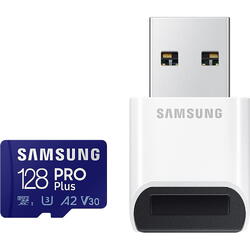 Card Memorie Samsung Micro SDXC PRO Plus (2021) 128GB + Cititor card USB UHS-I U3 Clasa 10
