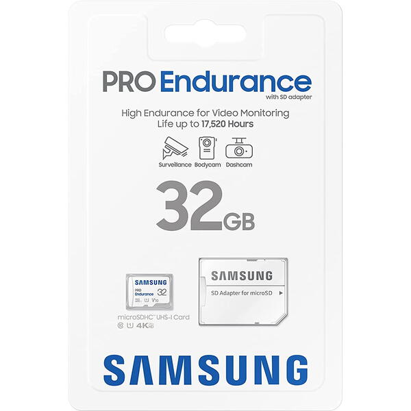 Samsung Micro SDXC PRO Endurance (2022) 32GB + Adaptor SD UHS-1 Clasa 10