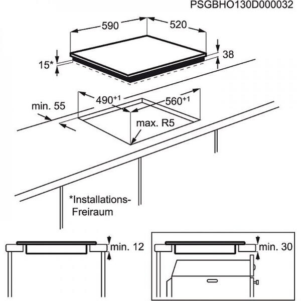 Plita Electrolux EHF6241FOK, Vitroceramica, 4 Zone, Touch control, 60 cm, Negru