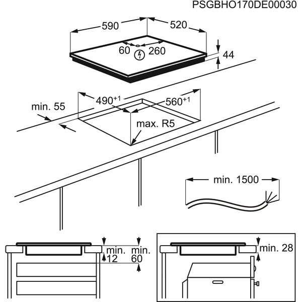 Plita Electrolux EIV644, Inductie, 4 zone de gatit, DoubleBridge, PowerBoost, Timer, Control touch, 60 cm, Sticla neagra