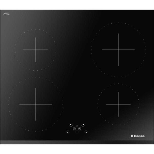 Plita HANSA BHI68317, Inductie, 4 zone de gatit, Temporizator, HeatControl, Booster, Control touch, 60 cm, Negru