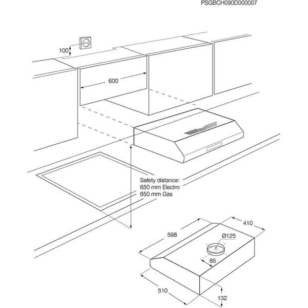 Hota Electrolux traditionala LFU216X, Putere de absorbtie 208 m3/h, 1 motor, 60 cm, Inox