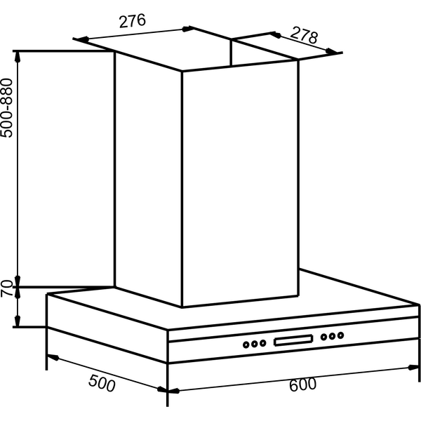 Hota HANSA decorativa OKP662TH, Putere de absorbtie 548 m3/h, 1 motor, 60 cm, Inox