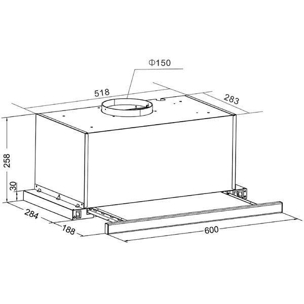 Hota HANSA telescopica OTP6241WH, Putere de absorbtie 500 m3/h, 1 motor, 60 cm, Alb