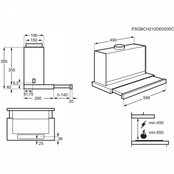 Hota Electrolux telescopica LFP616X, 1 motor, 600 m3/h, 60 cm, Gri