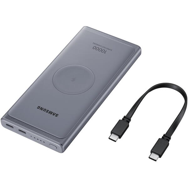 Baterie externa Samsung EB-U3300 10000 mAh, 2x USB-C, 25W, Wireless Qi, Dark Gray