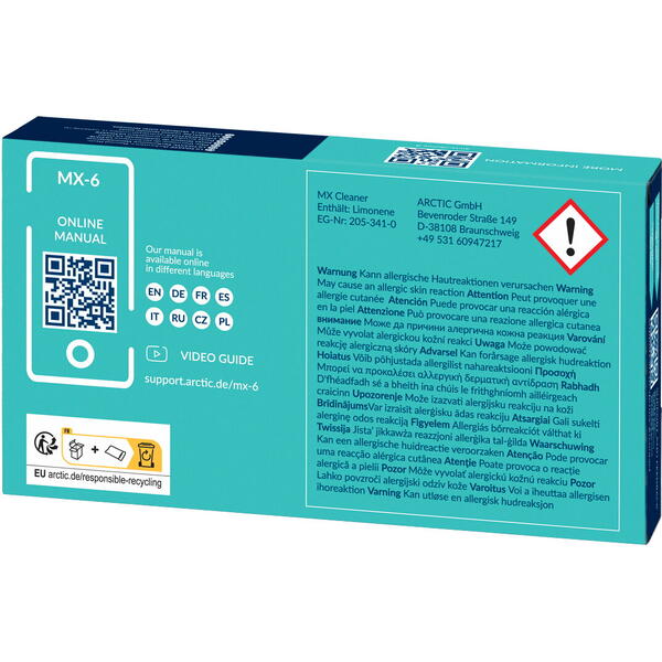 Pasta Termoconductoare Arctic MX-6 ULTIMATE 4 grame + 6 servetele speciale MX Cleaner