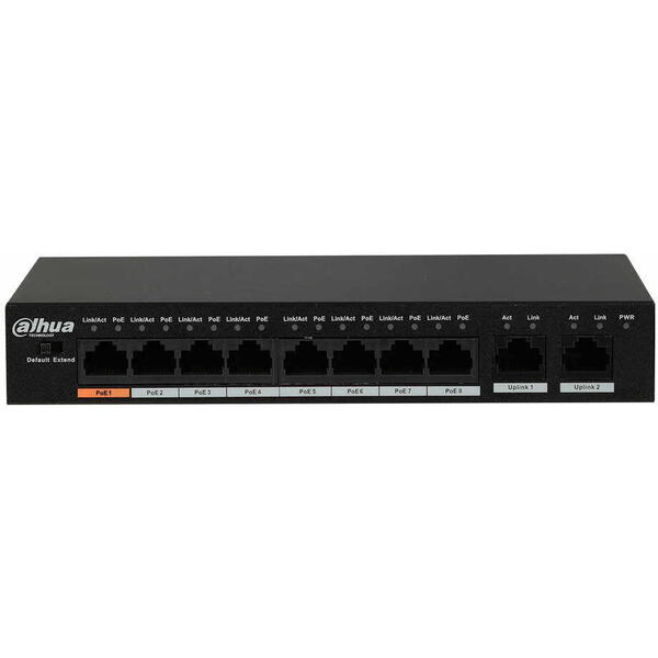 Switch DAHUA PFS3009-8ET1GT-96-V2, 8 porturi, PoE