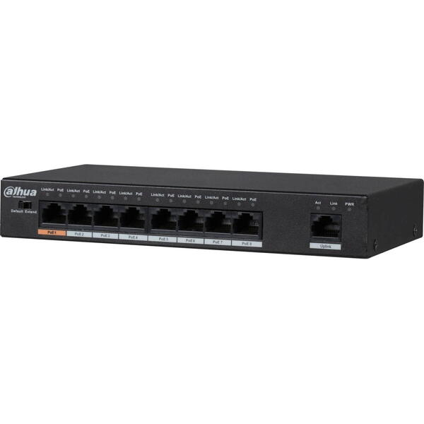 Switch DAHUA PFS3009-8ET1GT-96-V2, 8 porturi, PoE