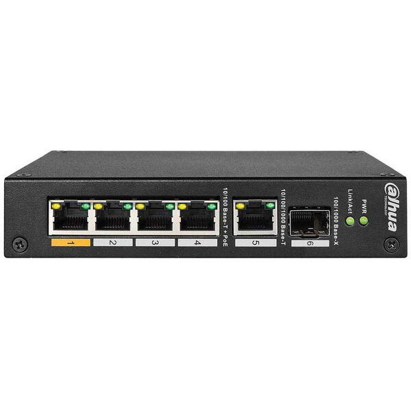 Switch DAHUA PFS3106-4ET-60-V2, 4 porturi, PoE