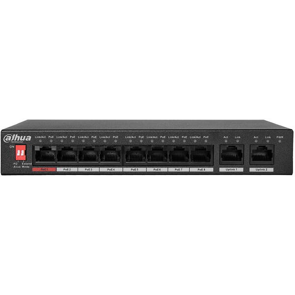 Switch DAHUA PFS3010-8ET-96-V2, 8 porturi, PoE