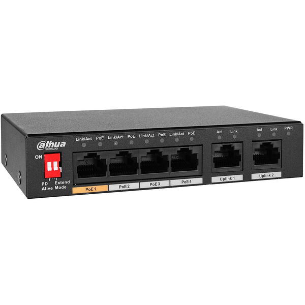 Switch DAHUA PFS3006-4ET-60-V2, 4 porturi, PoE