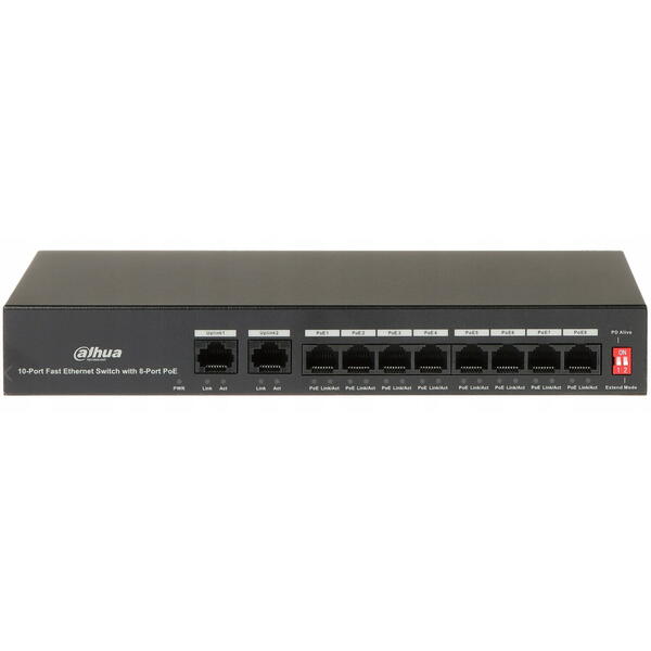 Switch DAHUA PFS3010-8ET-65, 8 porturi, PoE
