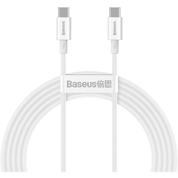 Baseus Superior Fast Charging, CATYS-C02, USB-C la USB-C, 2m, Alb